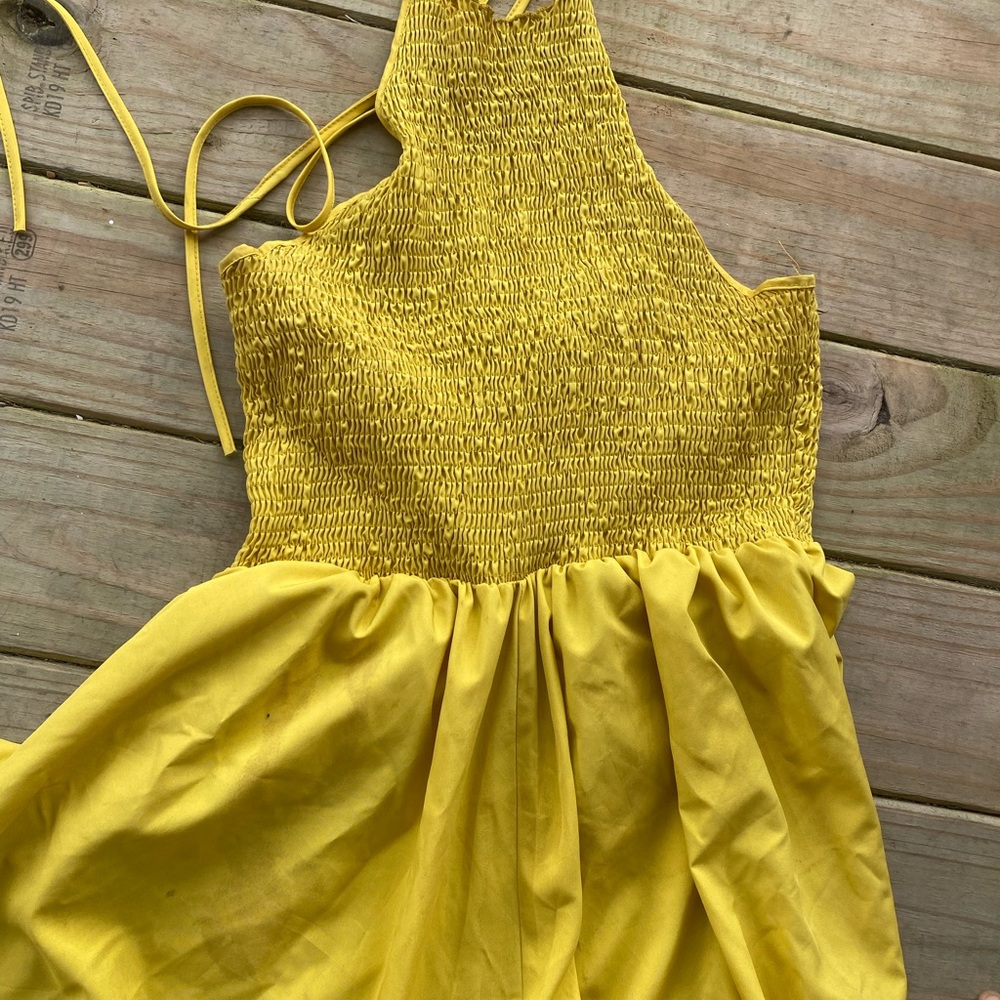 CBR Yellow Smocked Halter Dress
